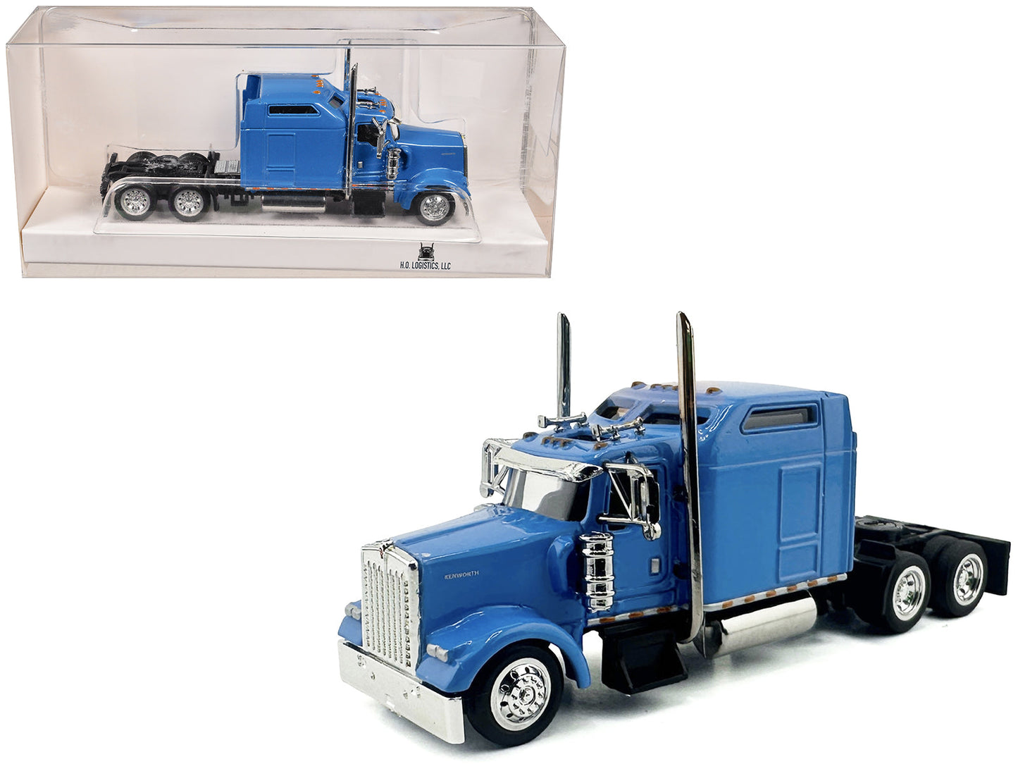 Kenworth W900L Truck Tractor with Sleeper Cab Baby Blue 1/87 (HO) Scale Plastic Model Car