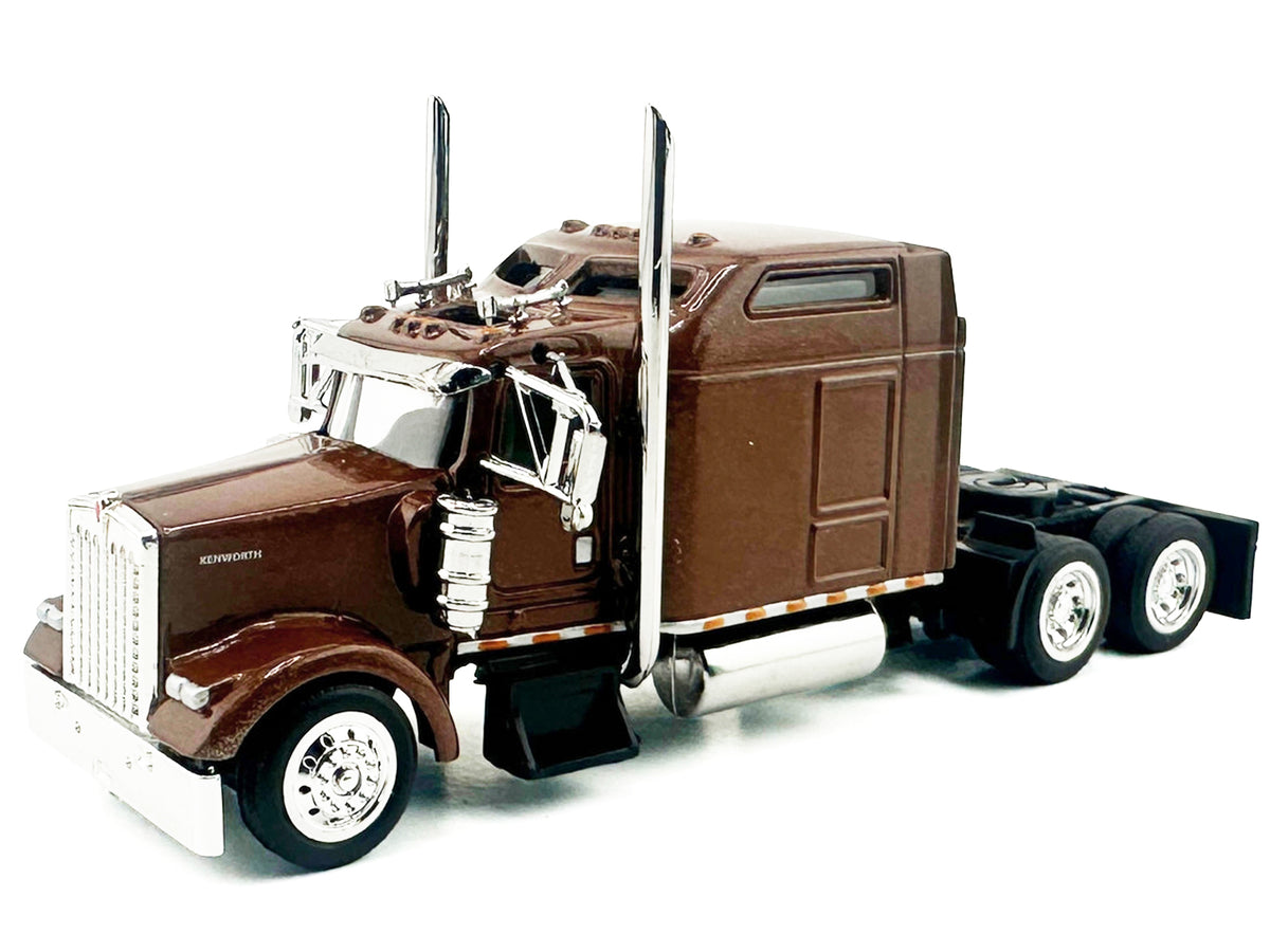 Kenworth W900L Truck Tractor with Sleeper Cab Brown Metallic 1/87 (HO) Scale Plastic Model Car
