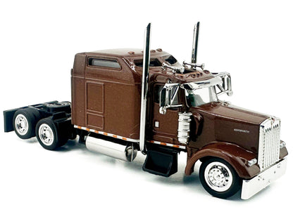 Kenworth W900L Truck Tractor with Sleeper Cab Brown Metallic 1/87 (HO) Scale Plastic Model Car
