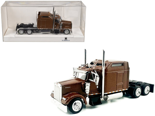 Kenworth W900L Truck Tractor with Sleeper Cab Brown Metallic 1/87 (HO) Scale Plastic Model Car