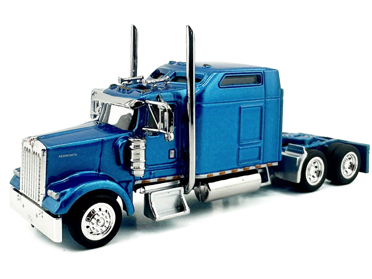 Kenworth W900L Truck Tractor with Sleeper Cab Blue Metallic 1/87 (HO) Scale Plastic Model Car