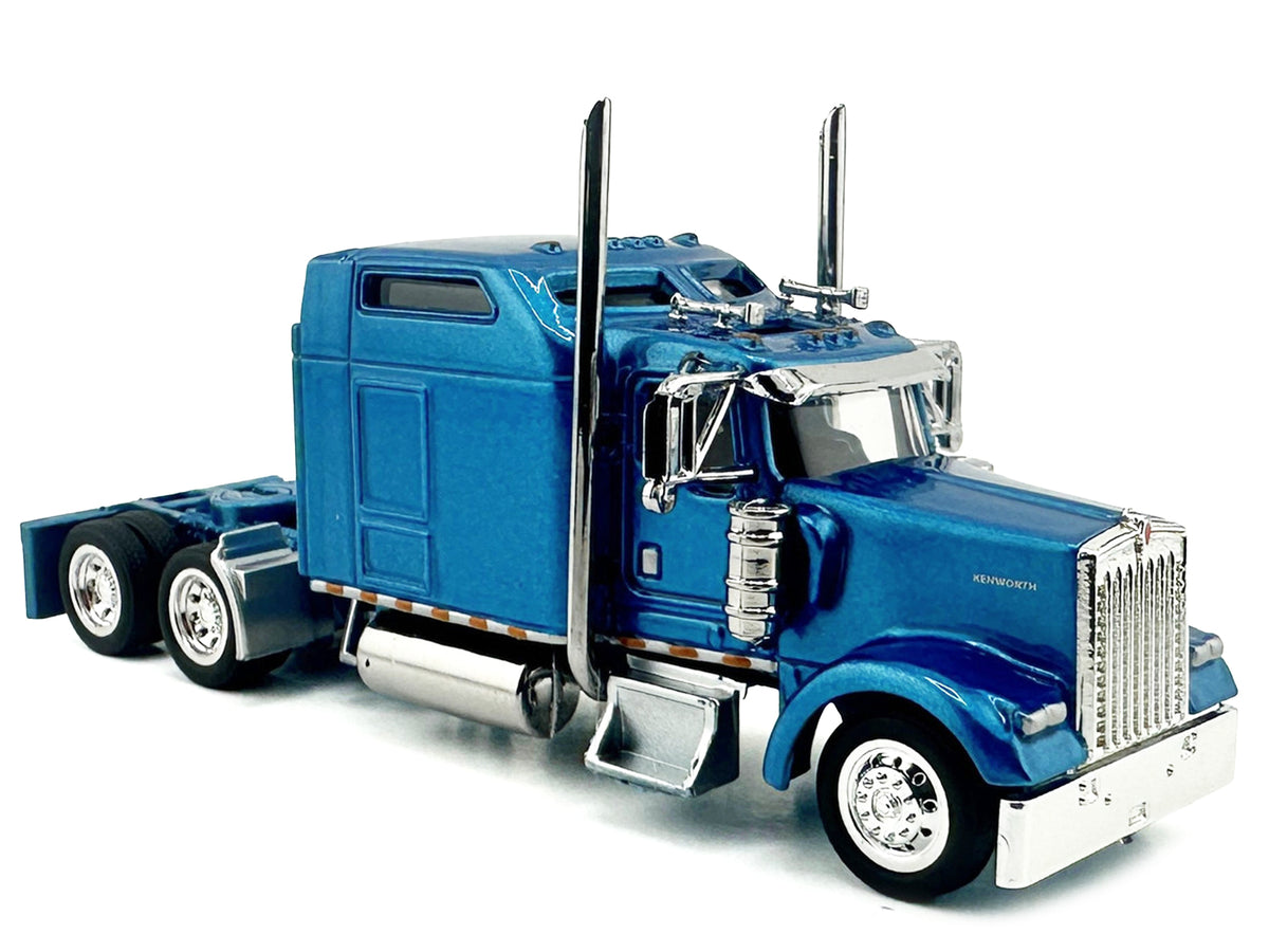 Kenworth W900L Truck Tractor with Sleeper Cab Blue Metallic 1/87 (HO) Scale Plastic Model Car