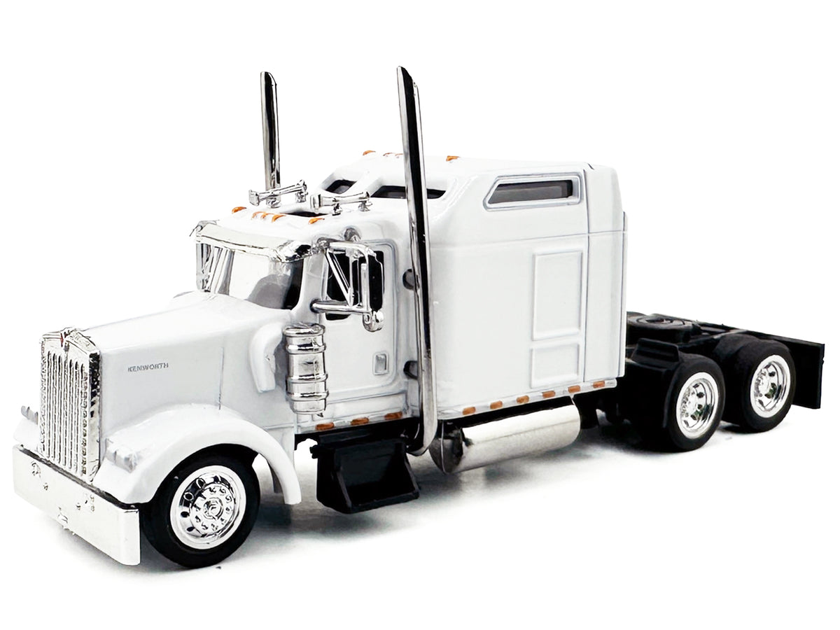 Kenworth W900L Truck Tractor with Sleeper Cab White 1/87 (HO) Scale Plastic Model Car