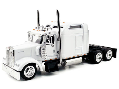 Kenworth W900L Truck Tractor with Sleeper Cab White 1/87 (HO) Scale Plastic Model Car