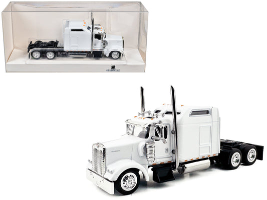 Kenworth W900L Truck Tractor with Sleeper Cab White 1/87 (HO) Scale Plastic Model Car
