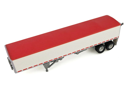 Kenworth W900L Truck Tractor with Sleeper Cab Red and Covered Grain Trailer White with Red Tarp Combo Set 1/87 (HO) Plastic Model Car
