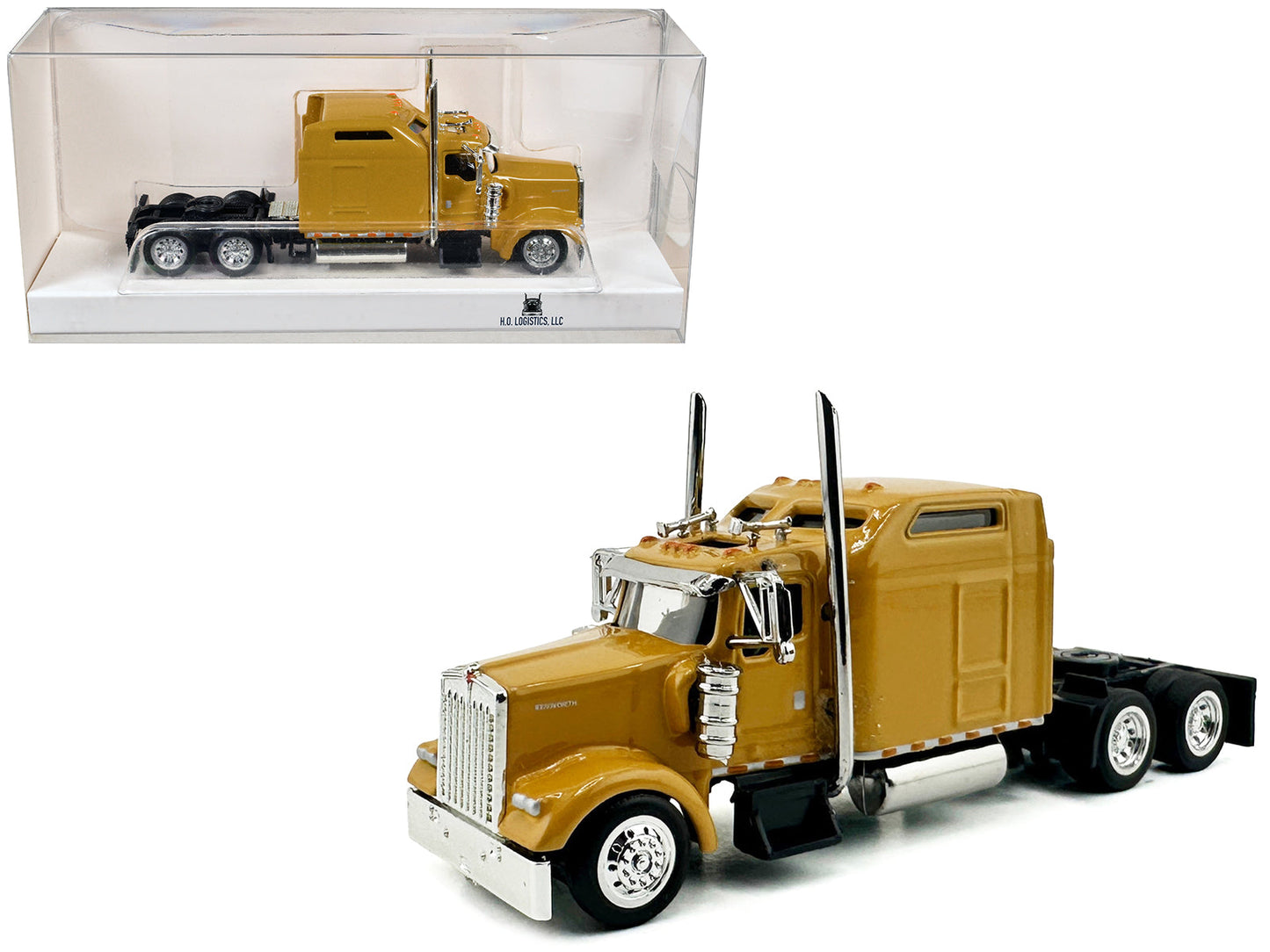 Kenworth W900L Truck Tractor with Sleeper Cab Yellow 1/87 (HO) Scale Plastic Model Car