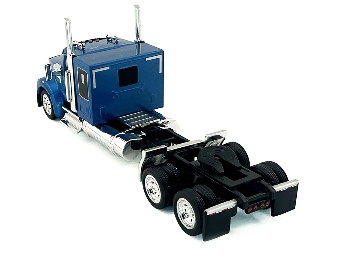 Kenworth W990 with Flat Top Sleeper Cab Blue Metallic 1/87 (HO) Plastic Model Car