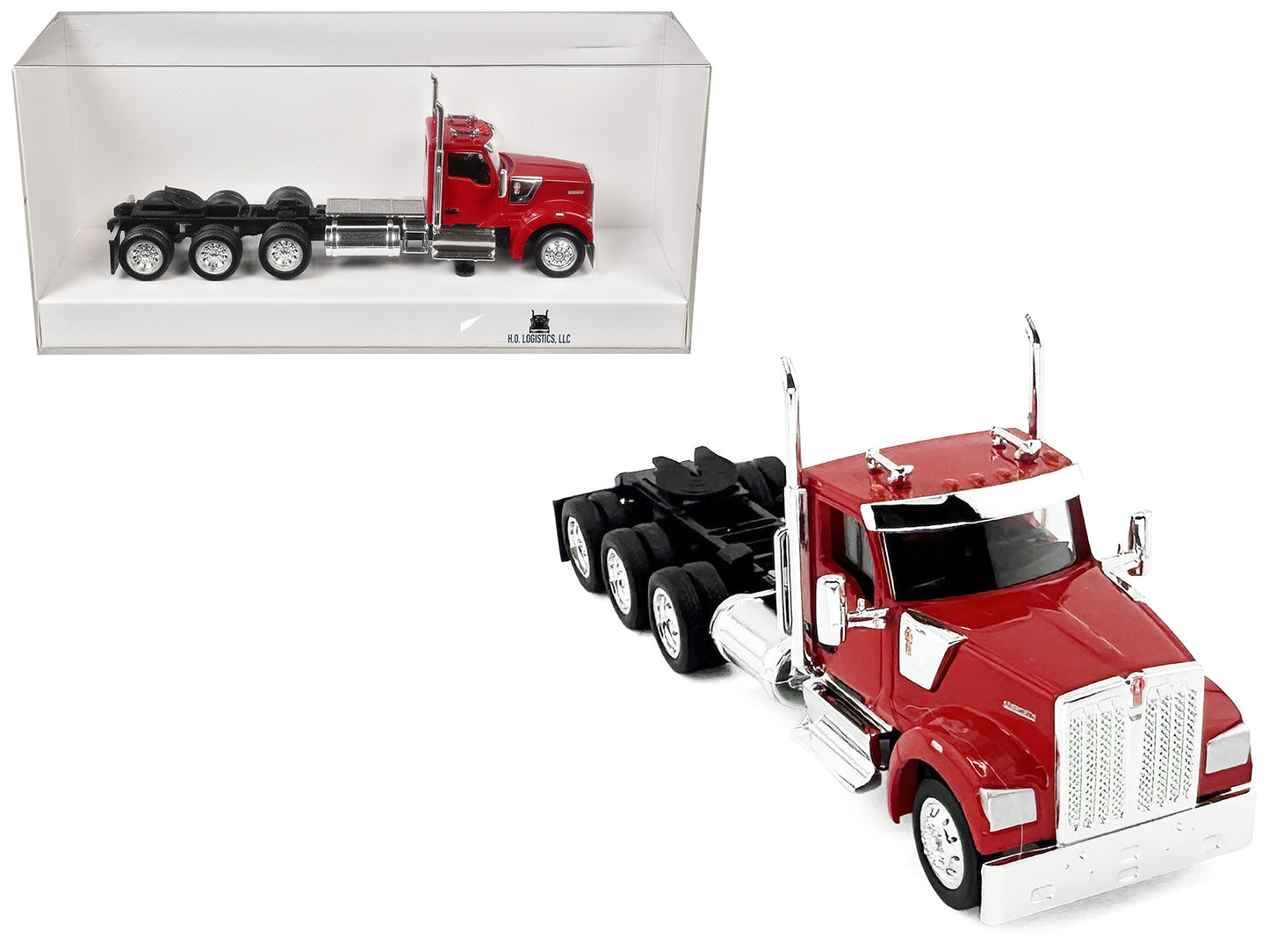 Kenworth W990 3-Axel Day Cab Red 1/87 (HO) Plastic Model Car