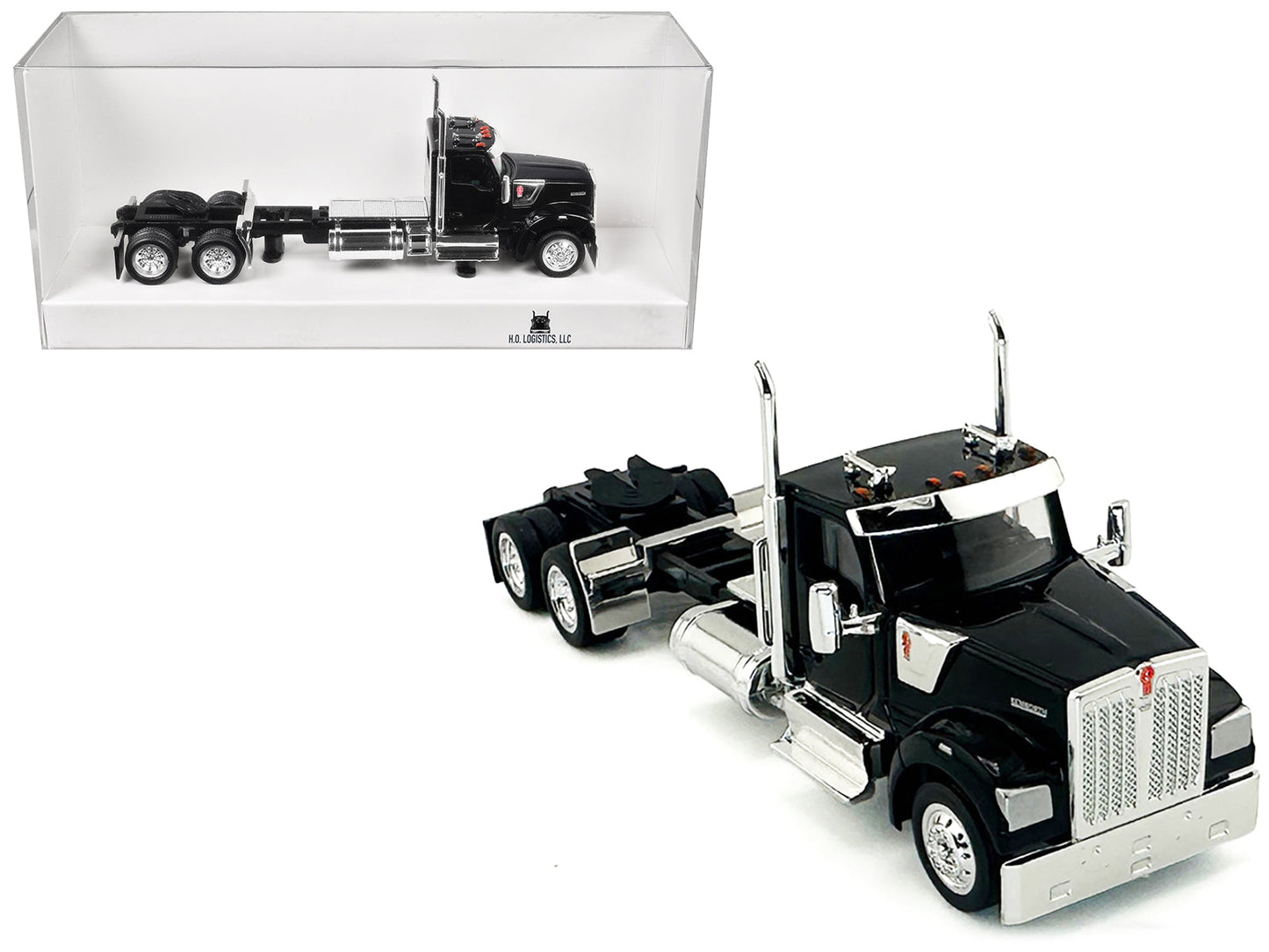 Kenworth W990 2-Axel Day Cab Black 1/87 (HO) Plastic Model Car