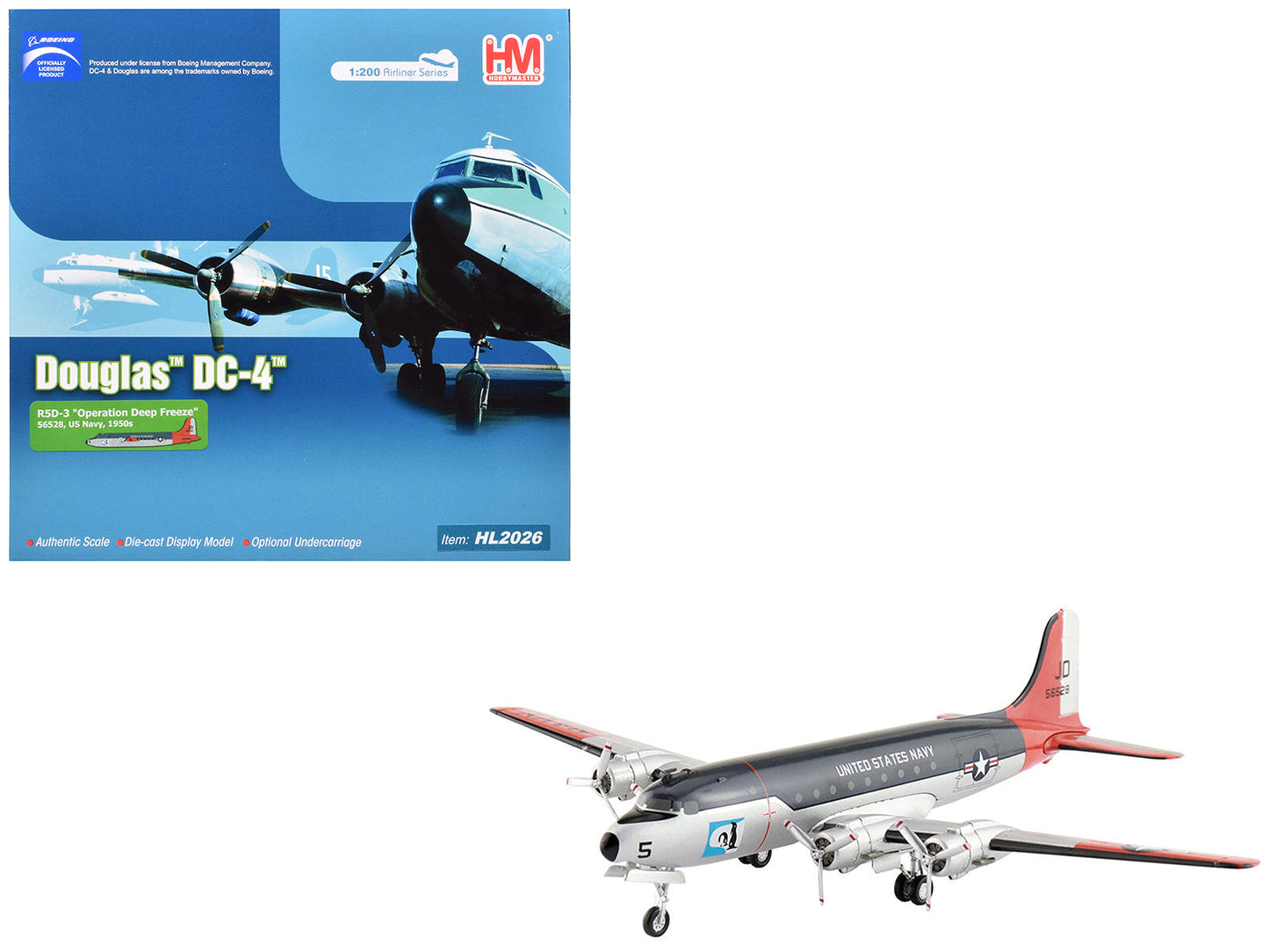 Douglas R5D-3 Skymaster Transport Aircraft "Operation Deep Freeze" (1950s) United States Navy "Airliner Series" 1/200 Diecast Model