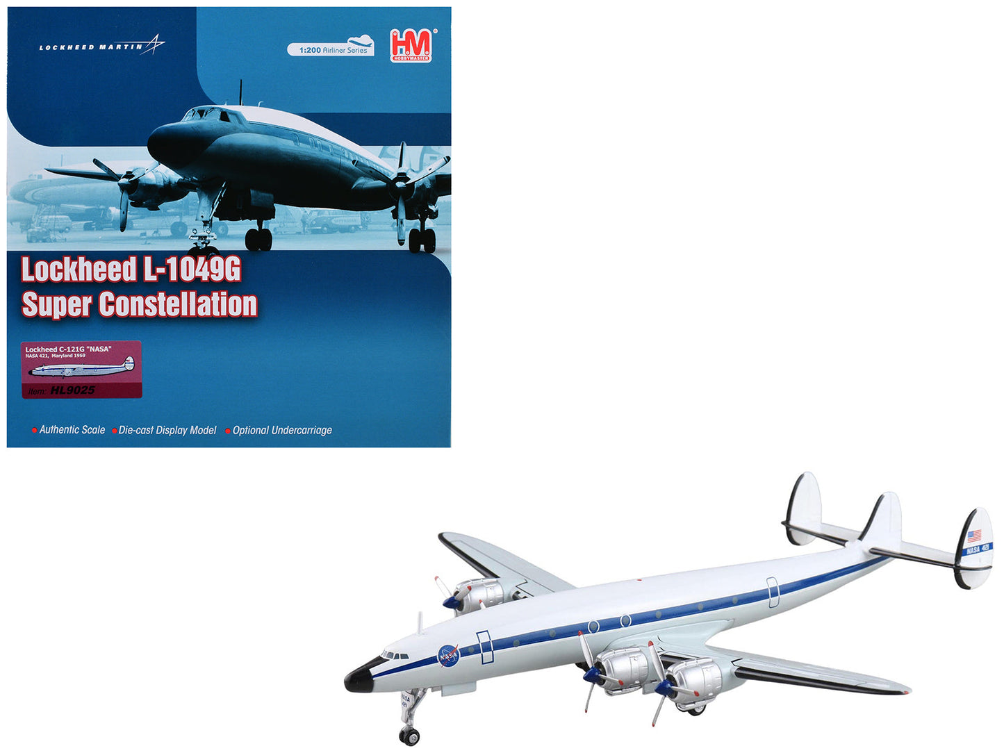 Lockheed C-121G Constellation Transport Aircraft "NASA 421 Maryland" (1969) National Aeronautics and Space Administration "Airliner Series" 1/200 Diecast Model