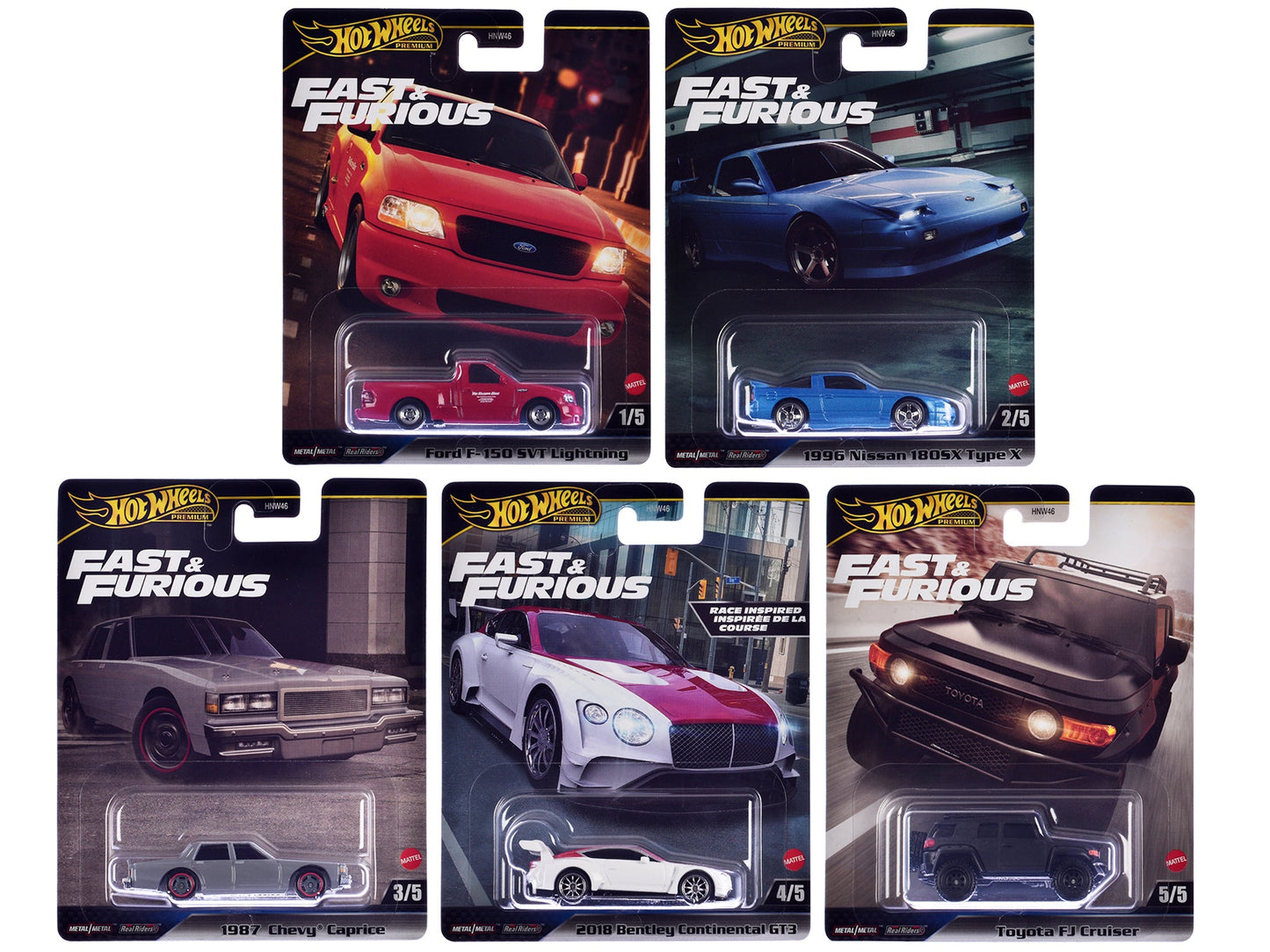 "Fast & Furious" 2024 5 piece Set H Diecast Model Cars