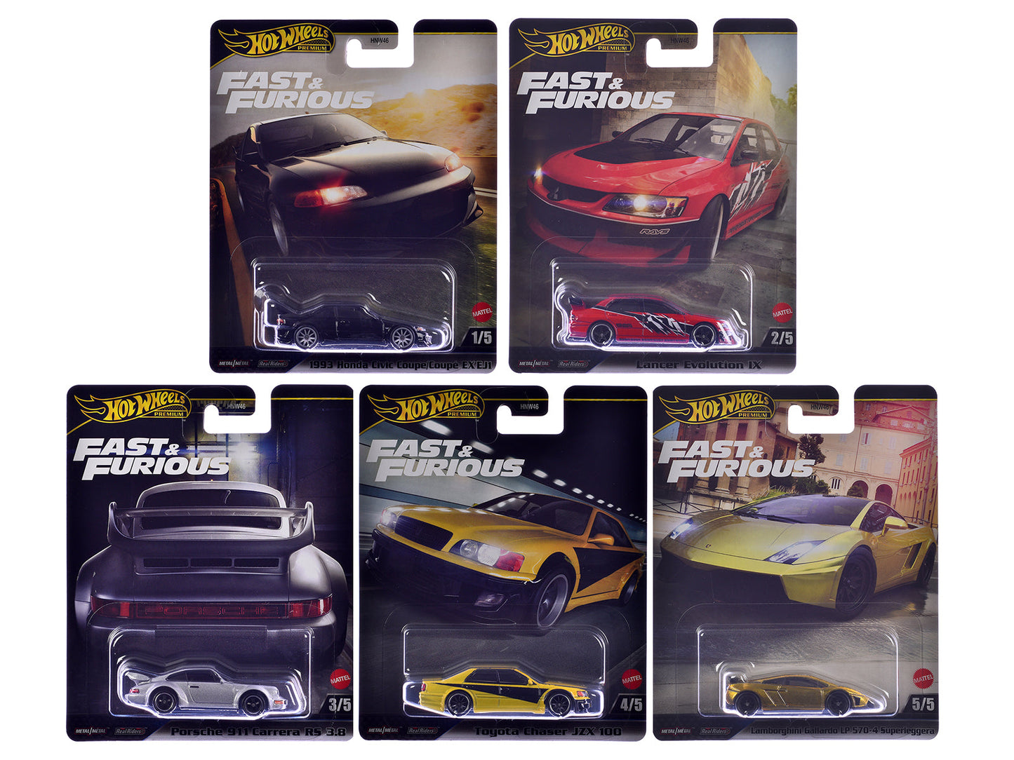 "Fast & Furious" 2025 5 piece Set M Diecast Model Cars