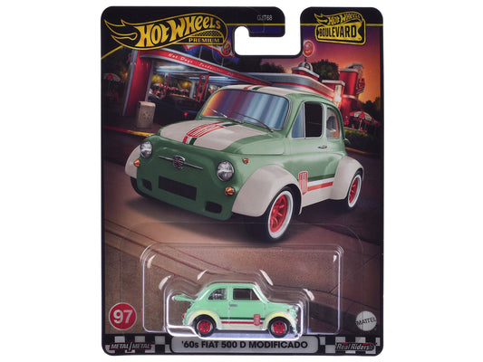 1960's Fiat 500 D Modificado Light Green with Stripes "Boulevard" Series Diecast Model Car