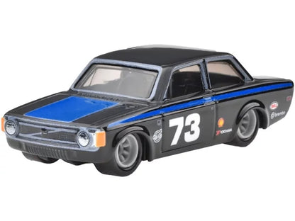 1973 Volvo 142 GL #73 Black with Blue Stripes and Hood "Boulevard" Series Diecast Model Car