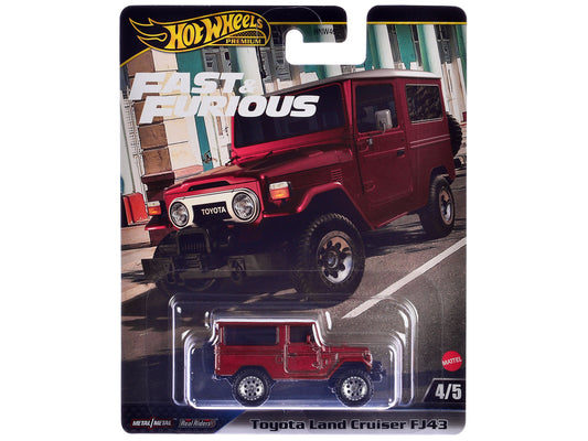 Toyota Land Cruiser FJ43 Red with White Top "The Fate of the Furious" (2017) Movie "Fast & Furious" Series Diecast Model Car