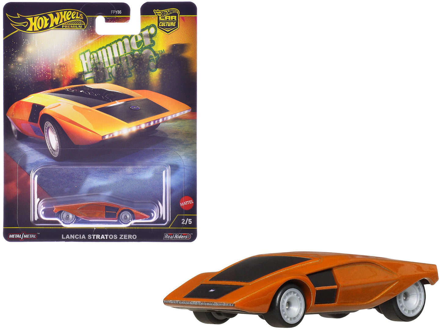 Lancia Stratos Zero Concept Car Orange Metallic "Hammer Drop" Series Diecast Model Car