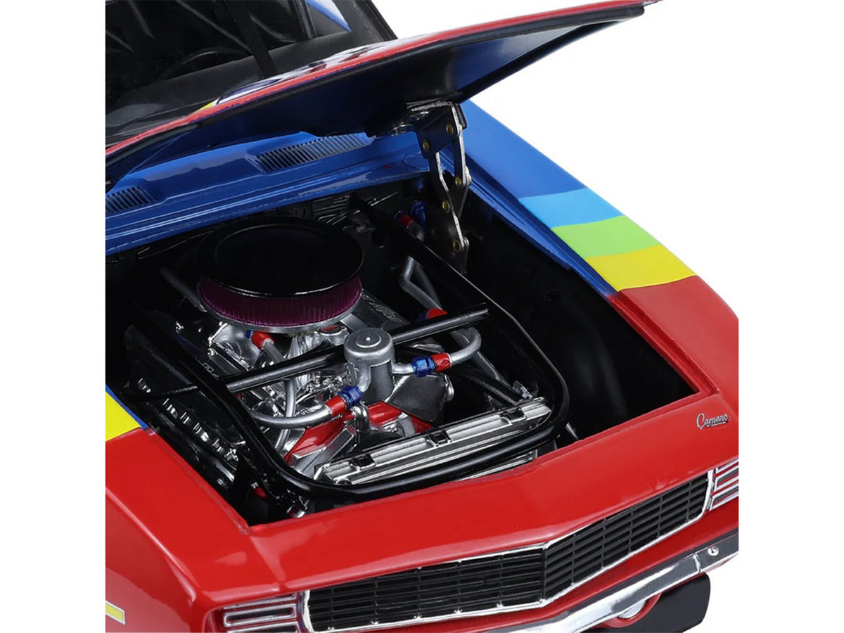 1969 Chevrolet Camaro #24 Jeff Gordon "Hendrick Motorsports First Win Tribute" Blue and Red with Rainbow Stripes 1/18 Diecast Model Car