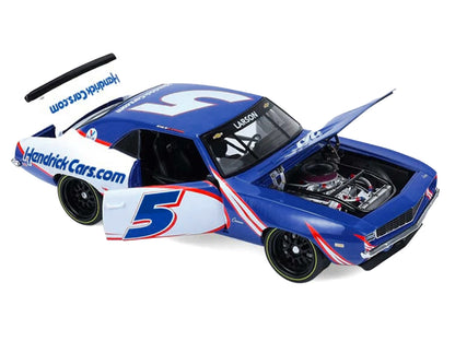 1969 Chevrolet Camaro #5 Kyle Larson "Hendrick Motorsports First Win Tribute" Blue and White with Graphics 1/18 Diecast Model Car