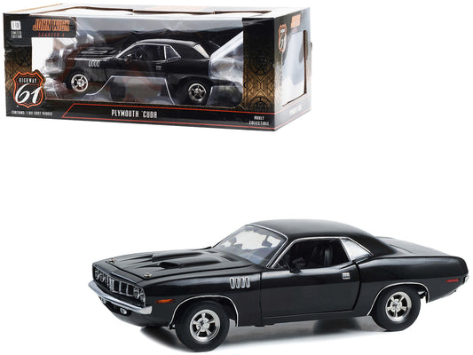 Plymouth Barracuda Black "John Wick: Chapter 4" (2023) Movie 1/18 Diecast Model Car