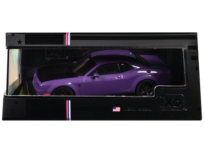 2018 Dodge Challenger SRT Demon Plum Crazy Metallic with Matt Black Hood 1/43 Diecast Model Car