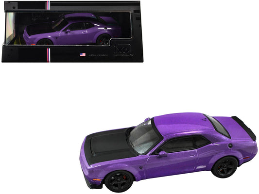 2018 Dodge Challenger SRT Demon Plum Crazy Metallic with Matt Black Hood 1/43 Diecast Model Car