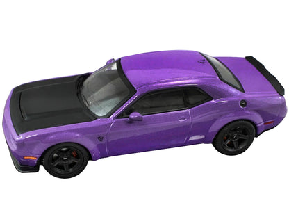 2018 Dodge Challenger SRT Demon Plum Crazy Metallic with Matt Black Hood 1/43 Diecast Model Car