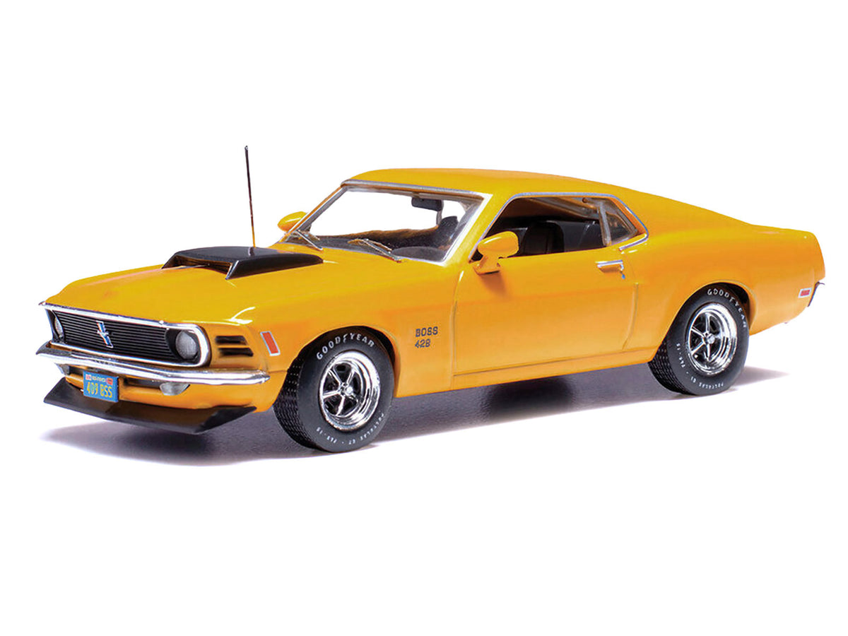1970 Ford Mustang Boss 429 Bright Yellow with Black Hood Scoop 1/43 Diecast Model Car