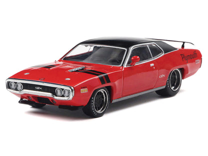 1971 Plymouth GTX Rally Red with Black Top and Stripes 1/43 Diecast Model