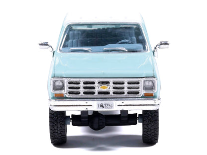 1978 Chevrolet Silverado K30 Crew Cab Pickup Truck Light Blue and White with Blue Interior 1/64 Diecast Model