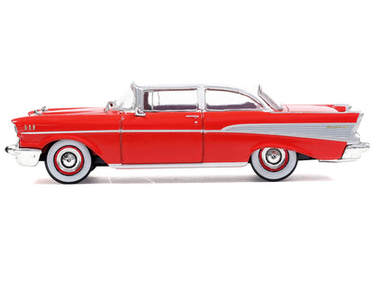 1957 Chevrolet Bel Air Red with White Top and Red Interior 1/64 Diecast Model