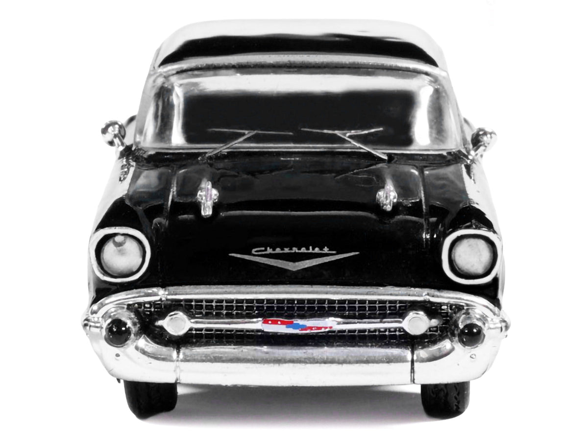 1957 Chevrolet One-Fifty Sedan Black and White 1/64 Diecast Model Car