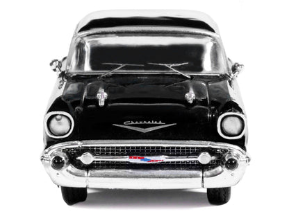 1957 Chevrolet One-Fifty Sedan Black and White 1/64 Diecast Model Car
