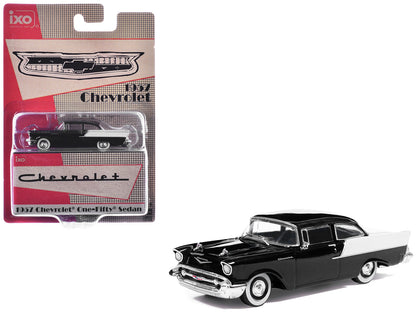 1957 Chevrolet One-Fifty Sedan Black and White 1/64 Diecast Model Car