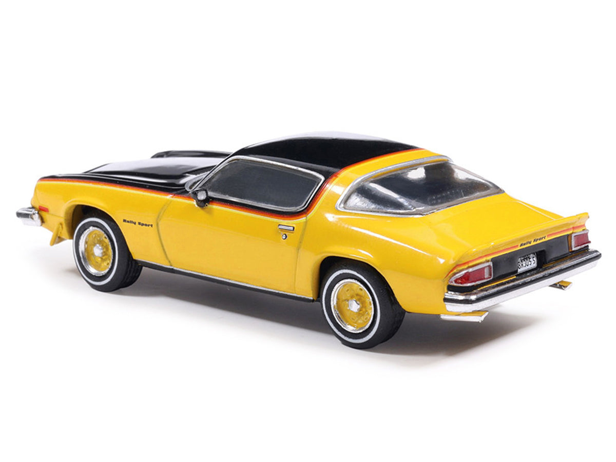 1976 Chevrolet Camaro Rally Sport Black and Yellow with Red Stripes 1/64 Diecast Model Car