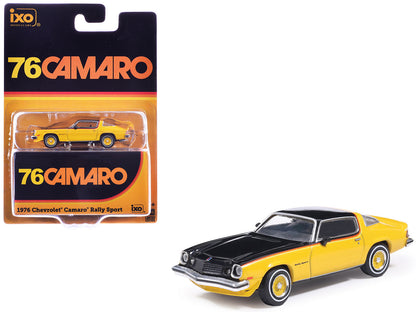 1976 Chevrolet Camaro Rally Sport Black and Yellow with Red Stripes 1/64 Diecast Model Car