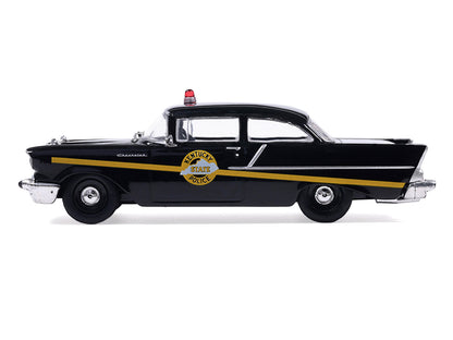 1957 Chevrolet One-Fifty Police Car "Kentucky State Police" Black with Yellow Stripes 1/64 Diecast Model Car