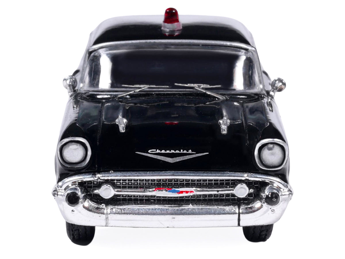 1957 Chevrolet One-Fifty Police Car "Kentucky State Police" Black with Yellow Stripes 1/64 Diecast Model Car