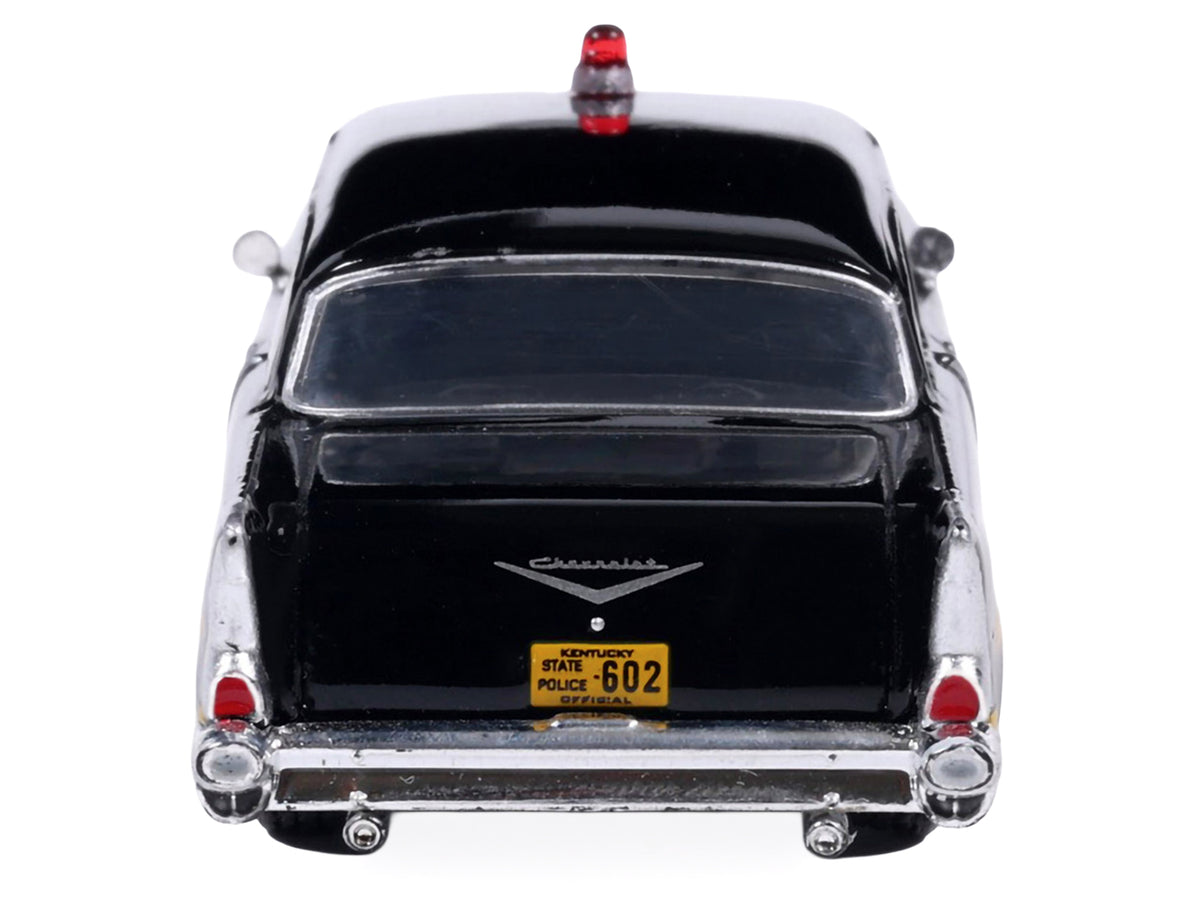 1957 Chevrolet One-Fifty Police Car "Kentucky State Police" Black with Yellow Stripes 1/64 Diecast Model Car