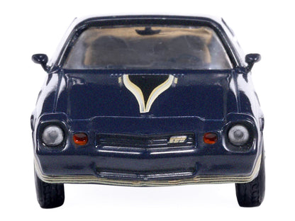 1981 Chevrolet Camaro Z28 Dark Blue Metallic with Gold Stripes and Interior 1/64 Diecast Model Car