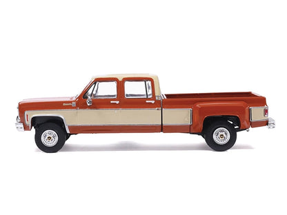 1975 Chevrolet Silverado K30 Crew Cab Dually Pickup Truck Grecian Bronze and Santa Fe Tan 1/64 Diecast Model Car