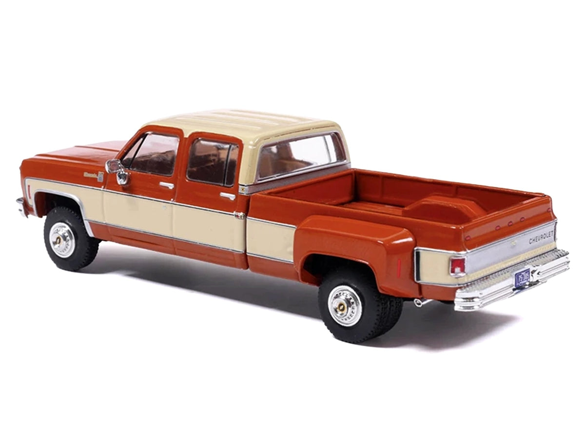 1975 Chevrolet Silverado K30 Crew Cab Dually Pickup Truck Grecian Bronze and Santa Fe Tan 1/64 Diecast Model Car