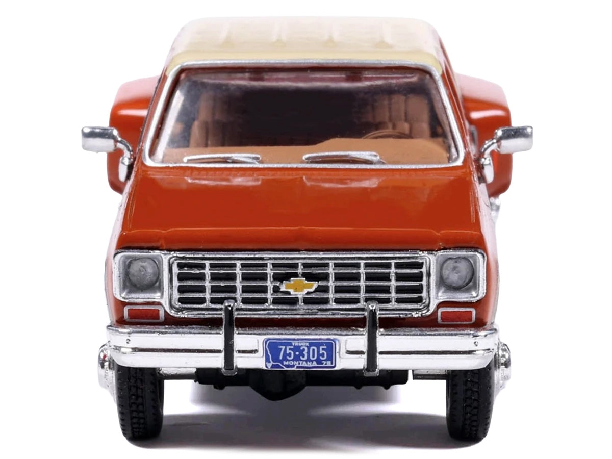 1975 Chevrolet Silverado K30 Crew Cab Dually Pickup Truck Grecian Bronze and Santa Fe Tan 1/64 Diecast Model Car
