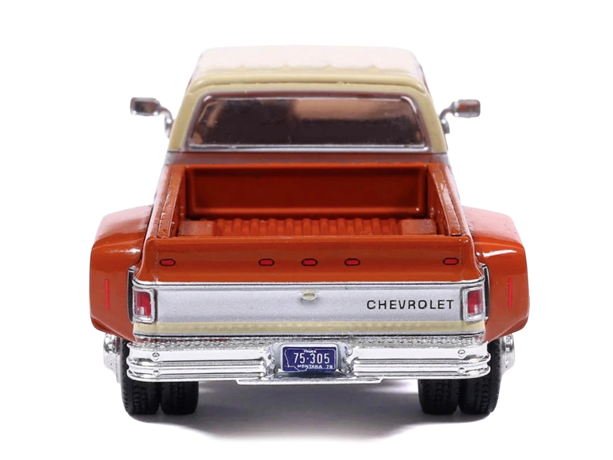 1975 Chevrolet Silverado K30 Crew Cab Dually Pickup Truck Grecian Bronze and Santa Fe Tan 1/64 Diecast Model Car