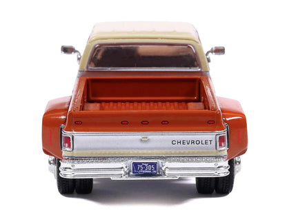 1975 Chevrolet Silverado K30 Crew Cab Dually Pickup Truck Grecian Bronze and Santa Fe Tan 1/64 Diecast Model Car