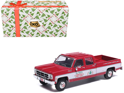 1976 GMC Sierra Grande K2500 Wideside Pickup Truck "St. Nick's Christmas Tree Farm" Red with White Sides "Christmas Limited Edition" 1/64 Diecast Model Car