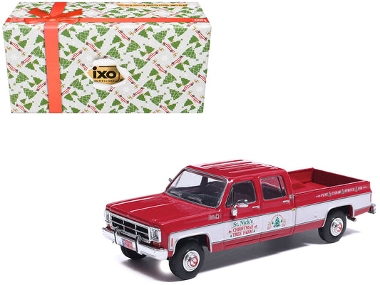 1976 GMC Sierra Grande K2500 Wideside Pickup Truck "St. Nick's Christmas Tree Farm" Red with White Sides "Christmas Limited Edition" 1/64 Diecast Model Car