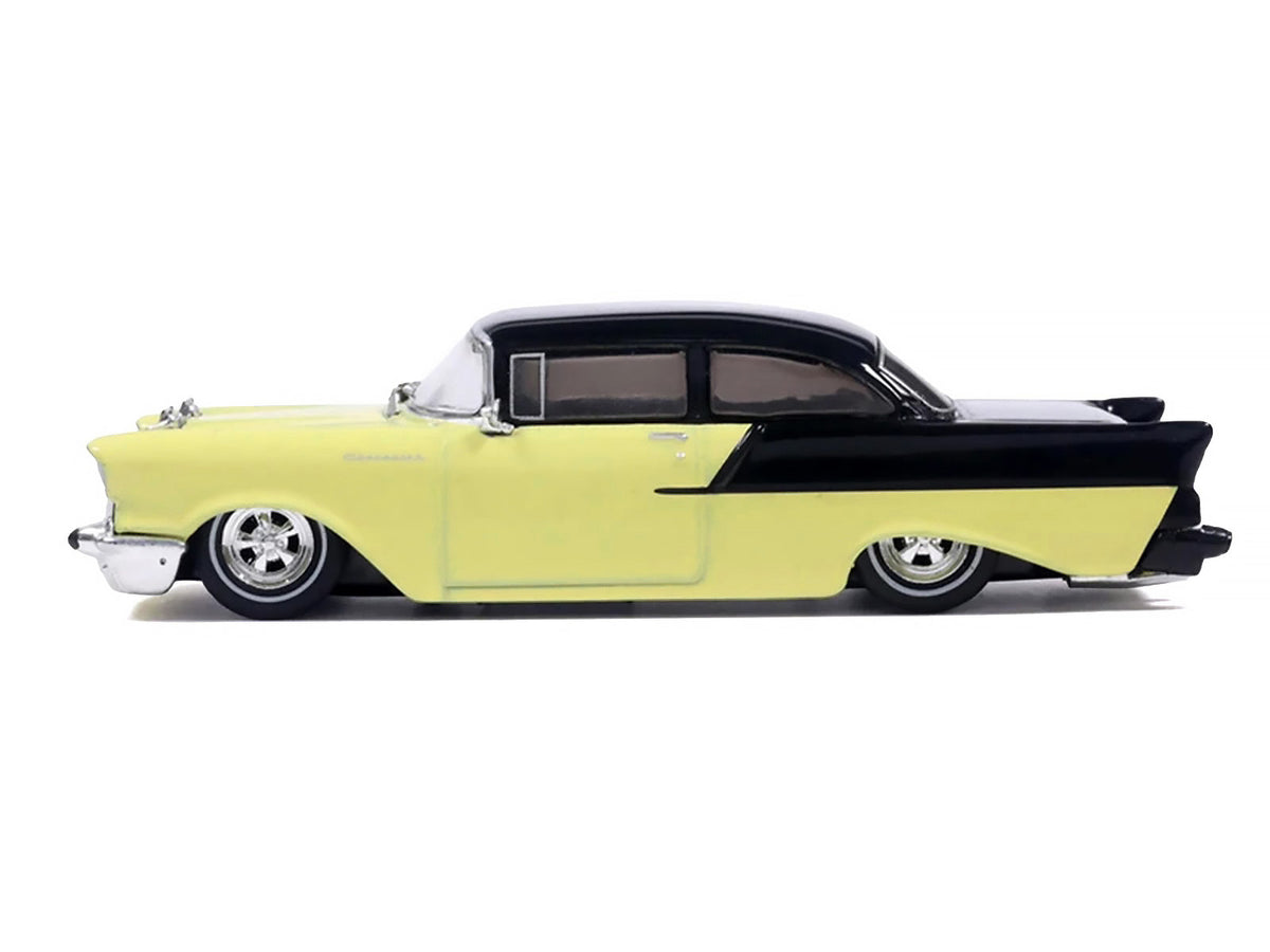 1957 Chevrolet One-Fifty Lowered Colonial Cream and Onyx Black 1/64 Diecast Model Car
