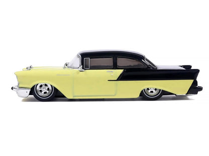 1957 Chevrolet One-Fifty Lowered Colonial Cream and Onyx Black 1/64 Diecast Model Car